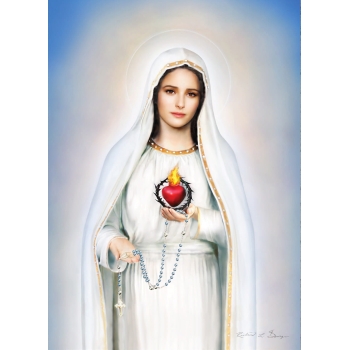 Maryja z Fatimy. Obraz A4 z zawieszką